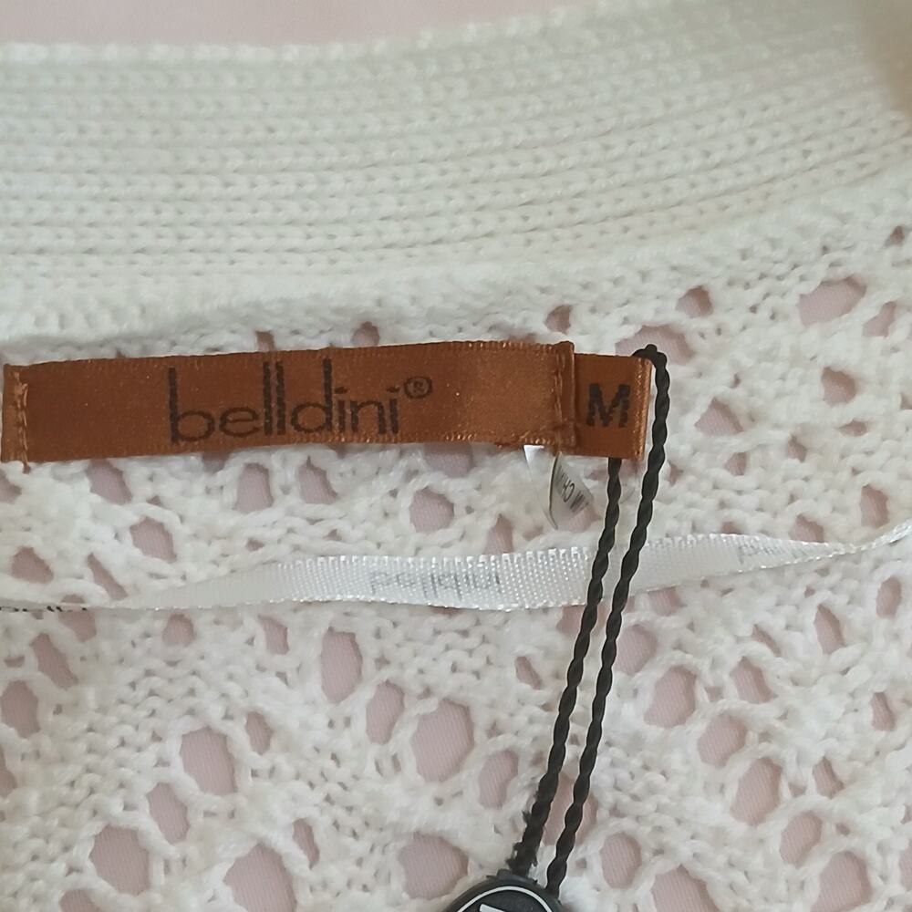 Belldini Cardigan Womens M White Crochet Lace Open Front Duster Boho Sheer NWT - Picture 9 of 16